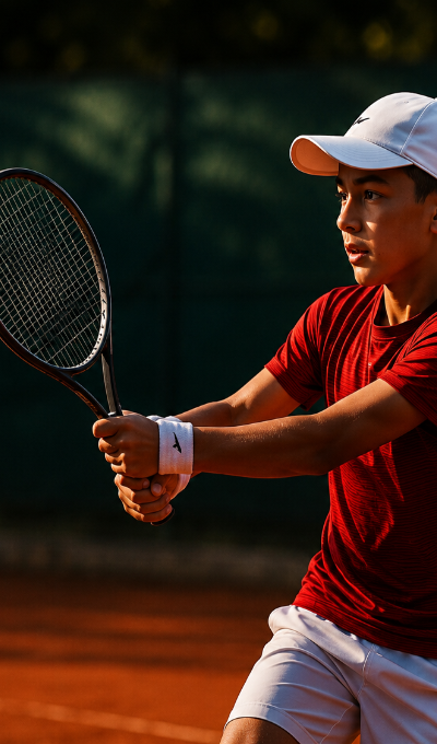 Junger Tennisspieler der Jugendmannschaft
